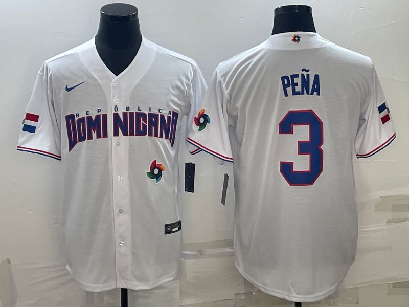 Men 2025 World Cup Dominican #3 Pena White Nike MLB Jersey style 6->more jerseys->MLB Jersey